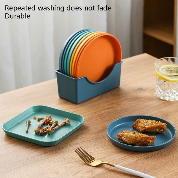 5pcs Home 6 Inch Small Dish Plastic Snack Cake Dish Dining Table Garbage Tray (Square Green) - Image 6