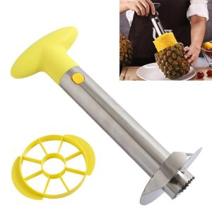 Stainless Steel Pineapple Peeler Slicers Fruit Cutter Kitchen Tools (Yellow handle)