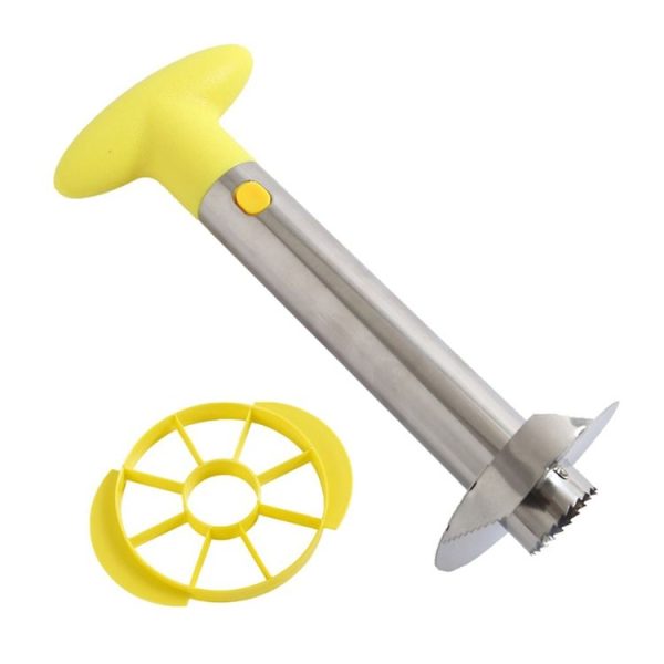 Stainless Steel Pineapple Peeler Slicers Fruit Cutter Kitchen Tools (Yellow handle) - Image 2