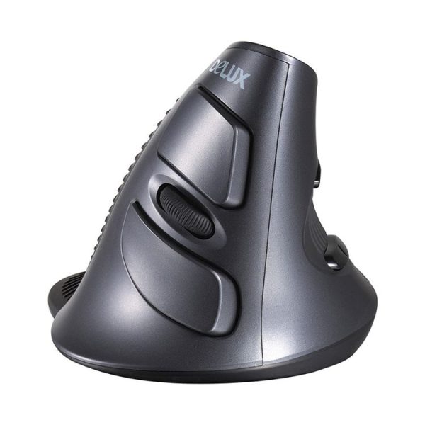 DELUX M618 6-Keys Vertical Snail Ergonomic Wireless Mouse (Black)