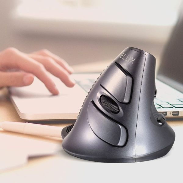 DELUX M618 6-Keys Vertical Snail Ergonomic Wireless Mouse (Black) - Image 5