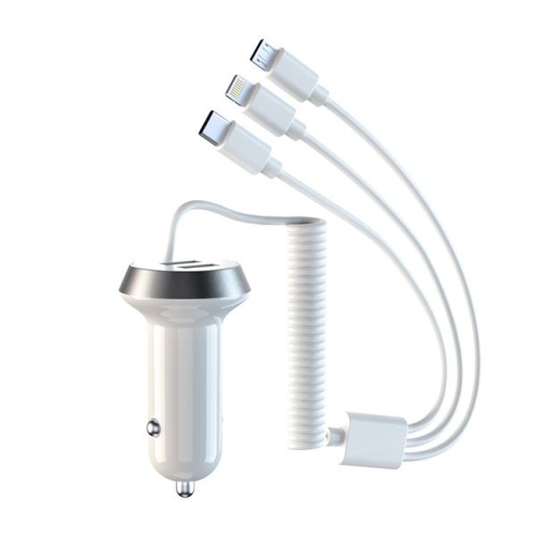 R3XK 1 In 3 Digital Display Car Charger QC3.0 Fast Charging Multifunctional Cigarette Lighter, Model: 40W (White)