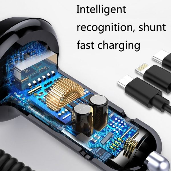 R3XK 1 In 3 Digital Display Car Charger QC3.0 Fast Charging Multifunctional Cigarette Lighter, Model: 40W (White) - Image 4