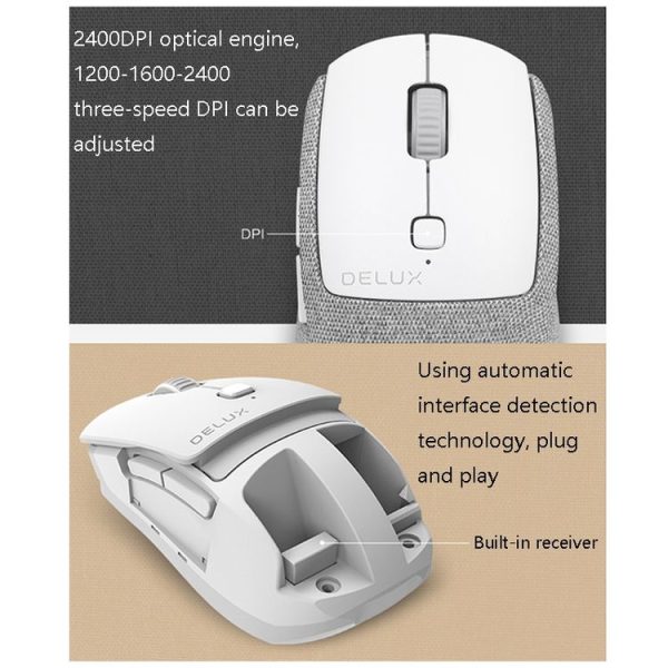 DELUX M520 8 KeysWireless Silent Bluetooth Mouse Multi-Mode Laptop Mouse - Image 4