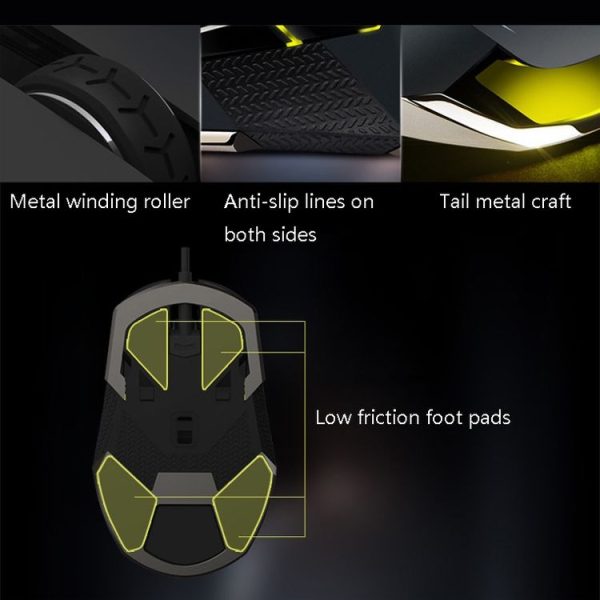 DELUX M628BU 9 Keys Ergonomic Left and Right Hand RGB Breathing Light Wired Mouse (Black) - Image 6