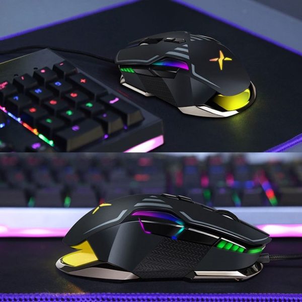 DELUX M628BU 9 Keys Ergonomic Left and Right Hand RGB Breathing Light Wired Mouse (Black) - Image 7