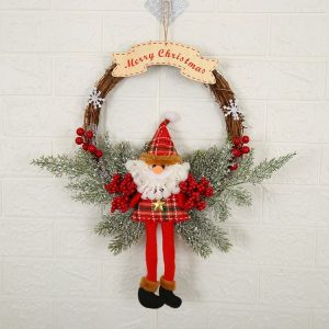 Christmas Decoration Wreath Garland Rattan Door Hanging, Specification: Big Branch, Old Man