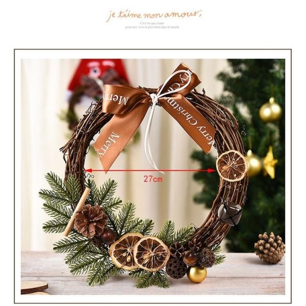 Christmas Decoration Wreath Garland Rattan Door Hanging, Specification: Lemon - Image 3