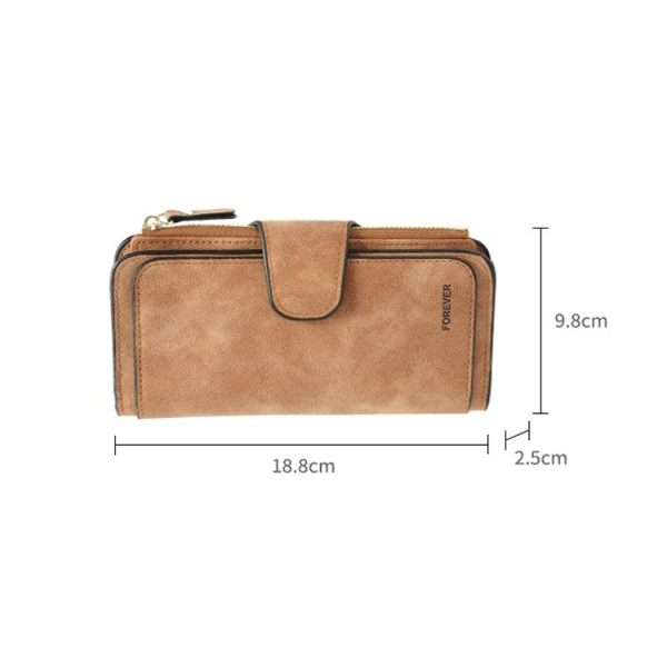 B821 Ladies Frosted Coin Purse PU Leather Clutch Multi-Purpose Long Wallet Large Capacity Card Case (Purple Red) - Image 7
