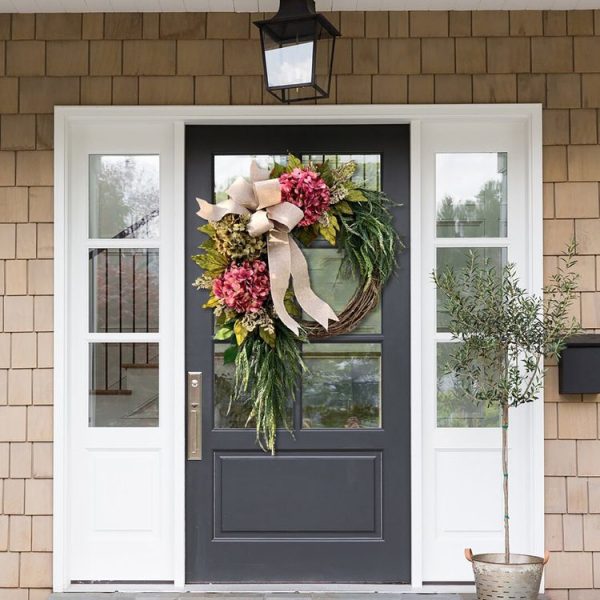 Garden Farmhouse Front Hanging Simulation Flower Ring Wreath Door Hanger - Image 7