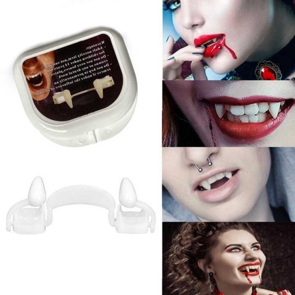4 PCS Halloween Decoration Vampire Teeth Retractable Zombie Teeth, Packaging: Plastic Box