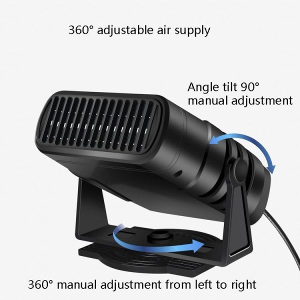 12V Black Car Heater Cold And Warm Wind Defrosting And Snow Demister - Image 5