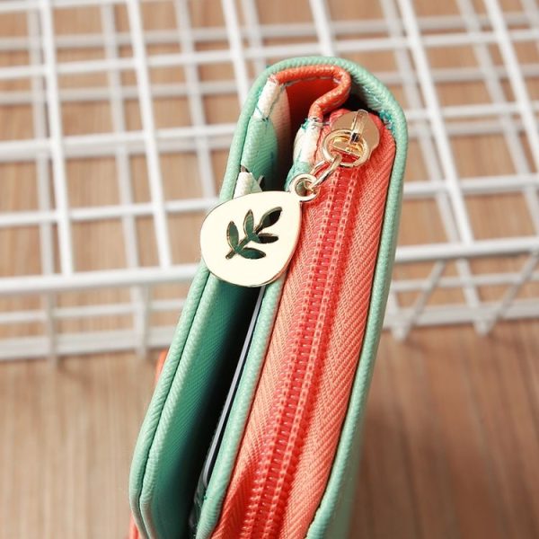Flying Bird Two Fold Wallet Lady Long Wallet Zipper Mobile Phone Bag Large Capacity Card Holder (Red) - Image 4