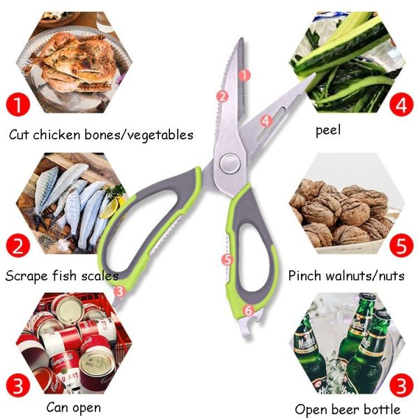 With Sleeve Card Packaging Detachable Magnetic Kitchen Scissors Stainless Steel Household Kitchen Food Scissors Refrigerator Scissors, Random Color Delivery - Image 5