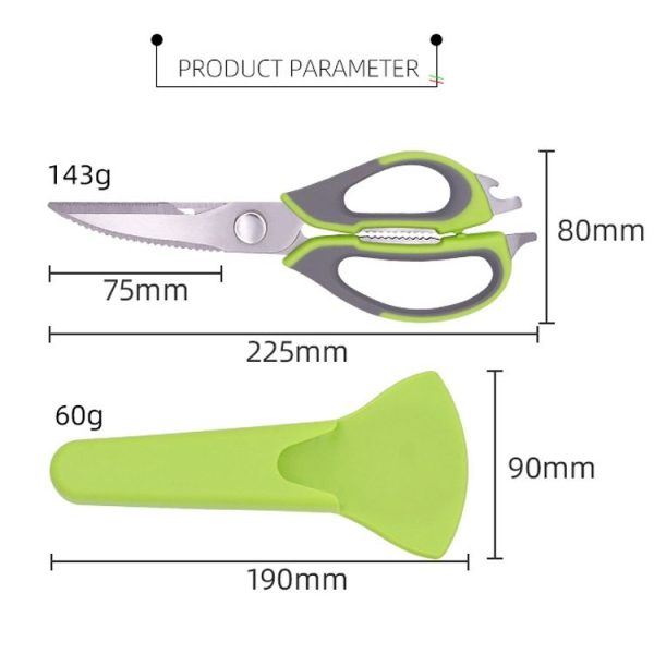 Single-cut Card Packaging Detachable Magnetic Stainless Steel Household Kitchen Food Scissors, Random Color Delivery - Image 4