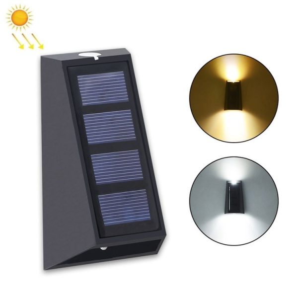 2 PCS N771 Solar Wall Light Up And Down Lights Outdoor Wall Lights Garden Light (Warm+White Light)