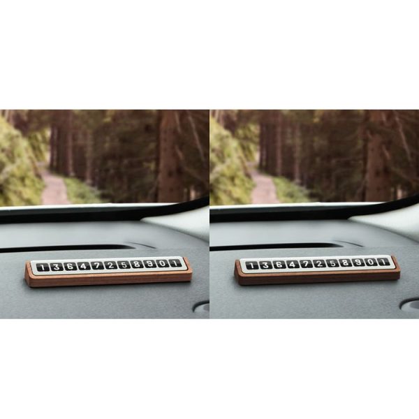 Oatsbasf 03187 Temporary Parking Phone Number Card Car Solid Wood Number Card (Wood Color) - Image 2