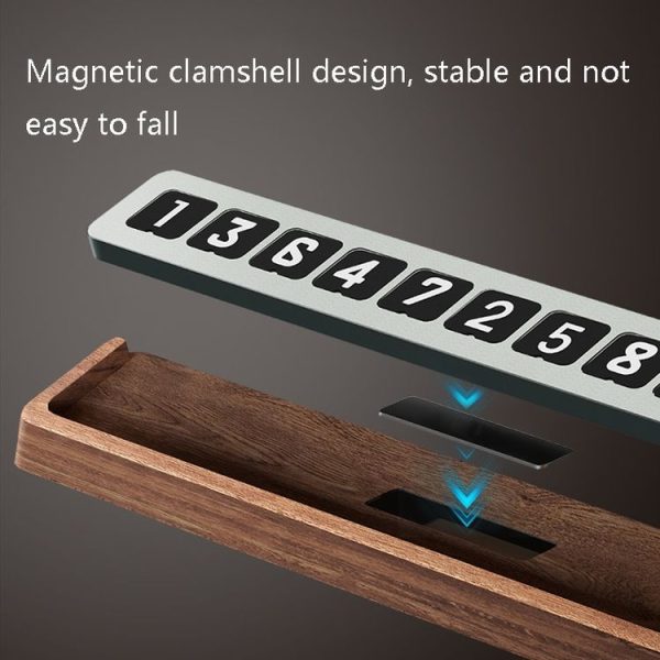 Oatsbasf 03187 Temporary Parking Phone Number Card Car Solid Wood Number Card (Wood Color) - Image 4