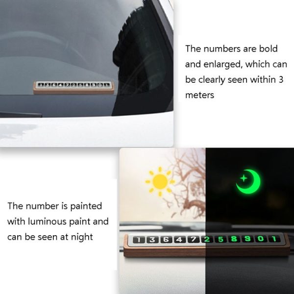 Oatsbasf 03187 Temporary Parking Phone Number Card Car Solid Wood Number Card (Wood Color) - Image 6
