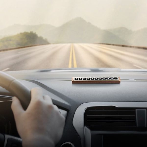 Oatsbasf 03187 Temporary Parking Phone Number Card Car Solid Wood Number Card (Wood Color) - Image 7