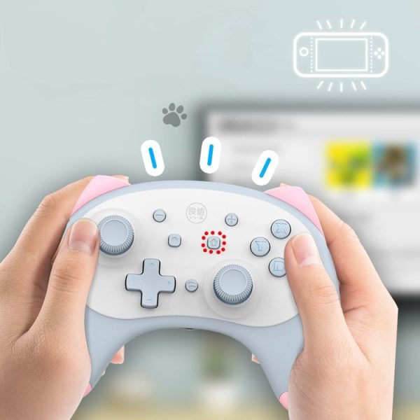 IINE Voice Wake-Up Bluetooth Handle Wireless Cat Shape Handle For Nintendo Switch (Black White) - Image 7