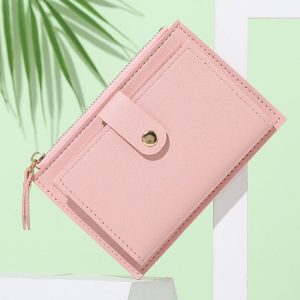 Women Short Type Wallet Thin Cute Simple Student Coin Purse (Pink)