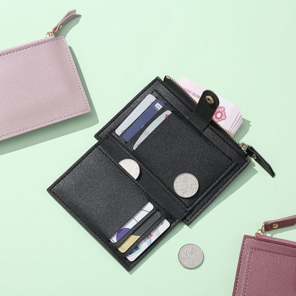 Women Short Type Wallet Thin Cute Simple Student Coin Purse (Pink) - Image 3