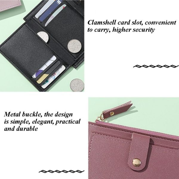 Women Short Type Wallet Thin Cute Simple Student Coin Purse (Pink) - Image 5