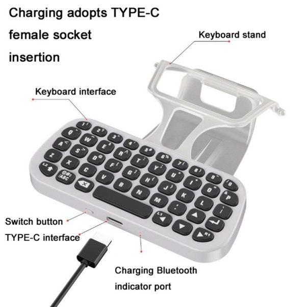 DOBE TP5-0556 Bluetooth Keyboard Wireless Gamepad With Headphone Jack For PS5 (White) - Image 4