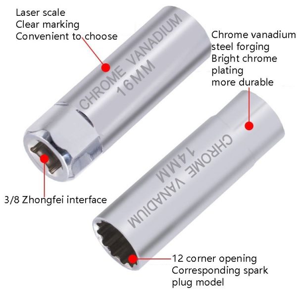 Car Spark Plug Sleeve Wrench Thin Flames Disassembly Tool, Specification: 12mm (Shrapnel) - Image 3