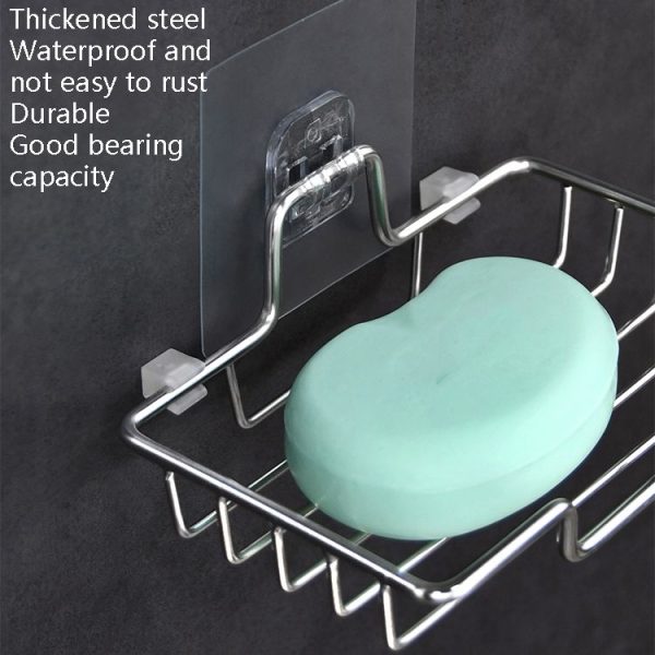 Stainless Steel Wall-Mounted Bathroom Soap Storage Rack, Style: Single Layer With Sticker - Image 3