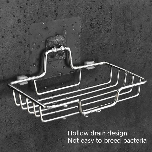 Stainless Steel Wall-Mounted Bathroom Soap Storage Rack, Style: Single Layer With Sticker - Image 4