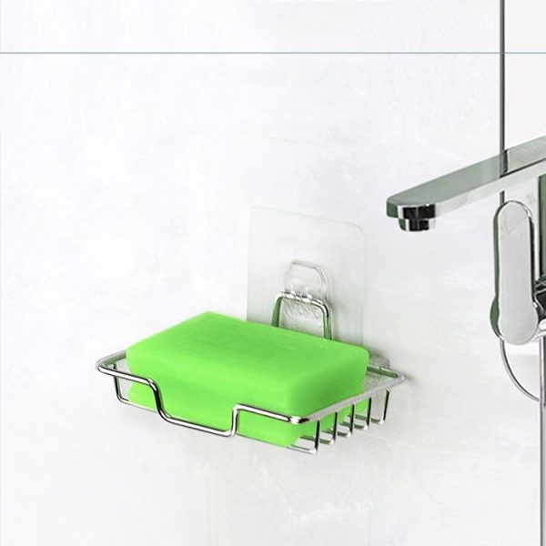 Stainless Steel Wall-Mounted Bathroom Soap Storage Rack, Style: Single Layer With Sticker - Image 5