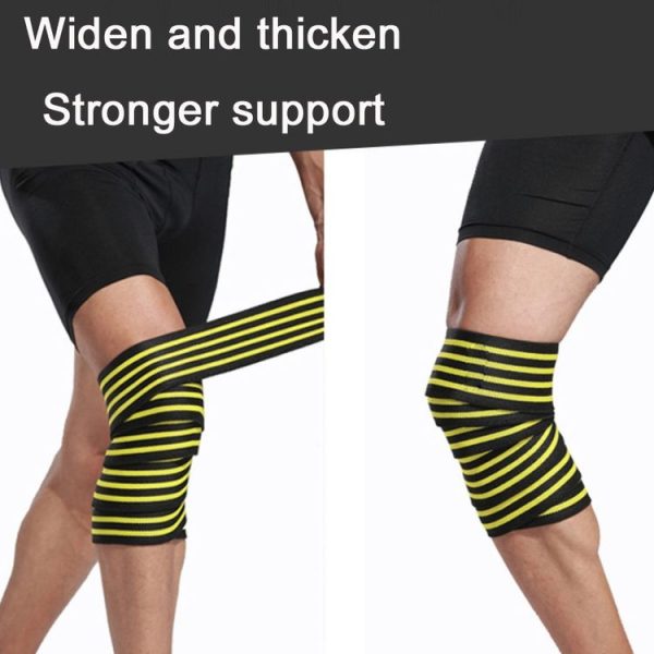 Nylon Four Stripes Bandage Wrapped Sports Knee Pads (Black Royal Blue) - Image 4