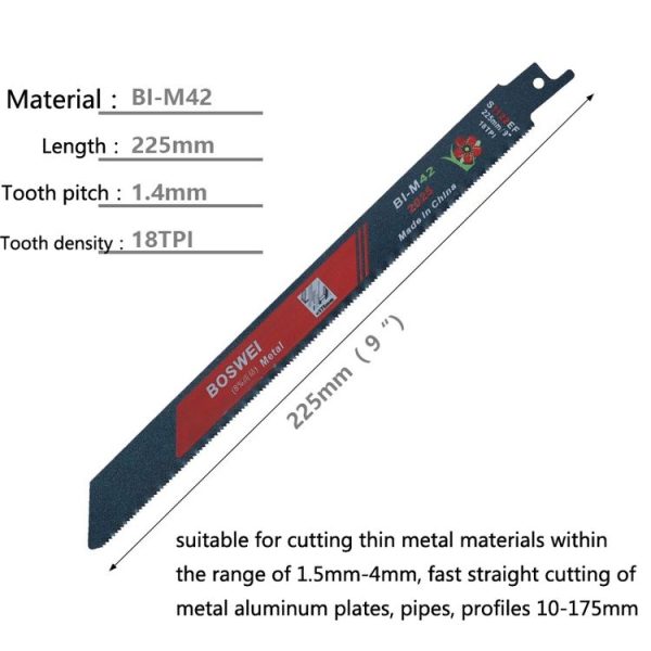 S1122EF BOSWEI Hardcore Reciprocating Saw Strip Fine Teeth Saber Saw Blade Metal Plastic Wood Bimetal Curve Saw Blade - Image 2