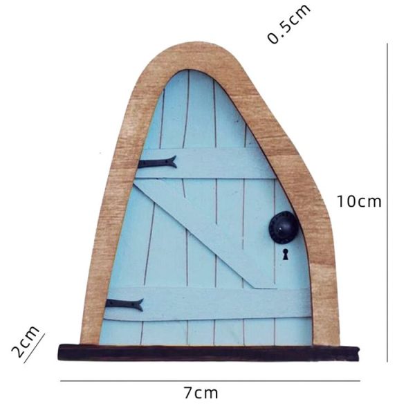 Courtyard Wooden Miniature Fairy Dwarf Door Tree Decoration (Window Door (Red)) - Image 3