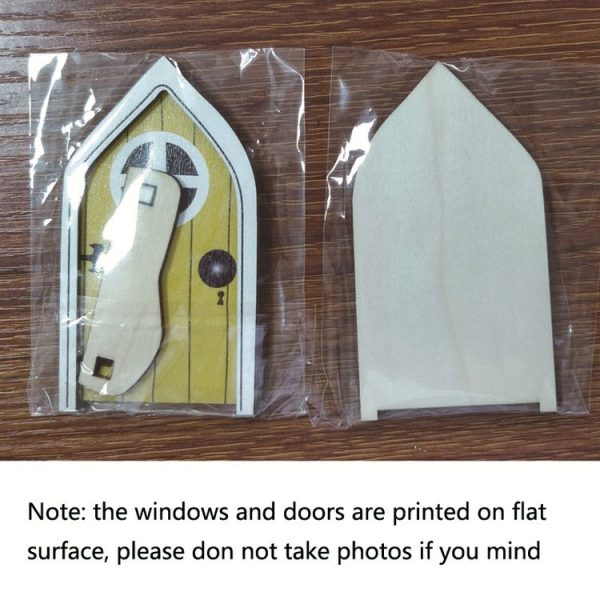Courtyard Wooden Miniature Fairy Dwarf Door Tree Decoration (Window Door (Red)) - Image 4