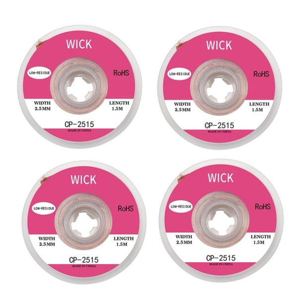 4 PCS Silk Wire Deficiency Tin With Low Residue Strip BGA To Remove Tin Welding Strip Electronic Maintenance Welding Material, Model: CP-2515 2.5mm x 1.5m