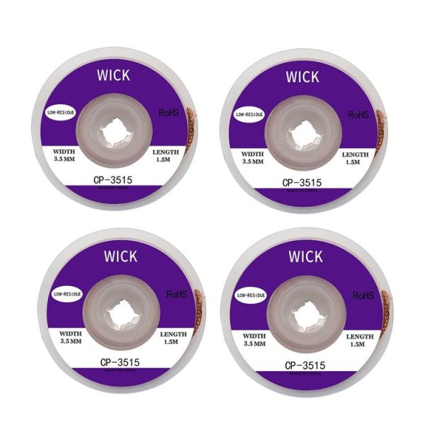 4 PCS Silk Wire Deficiency Tin With Low Residue Strip BGA To Remove Tin Welding Strip Electronic Maintenance Welding Material, Model: CP-3515 3.5mm x 1.5m