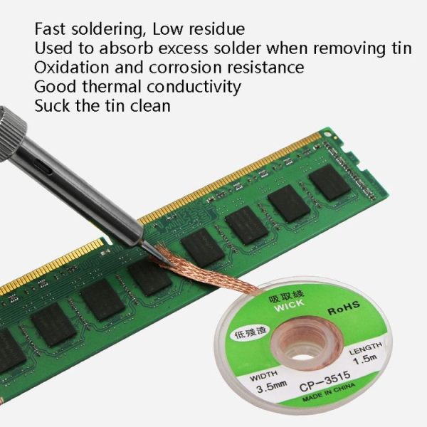 4 PCS Silk Wire Deficiency Tin With Low Residue Strip BGA To Remove Tin Welding Strip Electronic Maintenance Welding Material, Model: CP-3515 3.5mm x 1.5m - Image 4