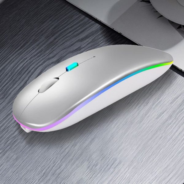 Y20 4 Keys Colorful Glow Charging Mute Mouse Notebook Game Wireless Mouse, Colour: 2.4G Version (White) - Image 4