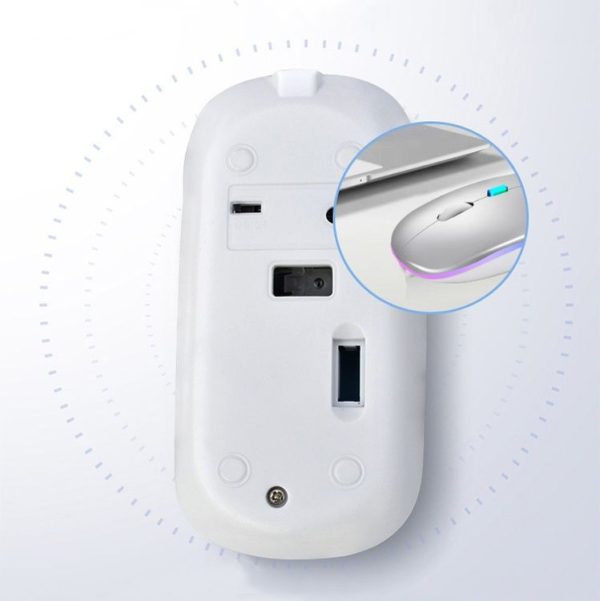 Y20 4 Keys Colorful Glow Charging Mute Mouse Notebook Game Wireless Mouse, Colour: 2.4G Version (White) - Image 5