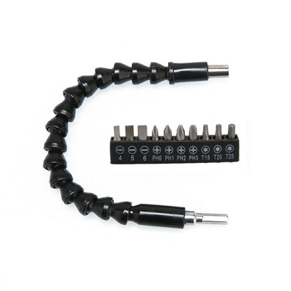 2 Sets Electric Drill Universal Coupling Sleeve Bit Set Multifunctional Flexible Shaft Electric Drill Accessory Set, Style: 11 PCS / Set