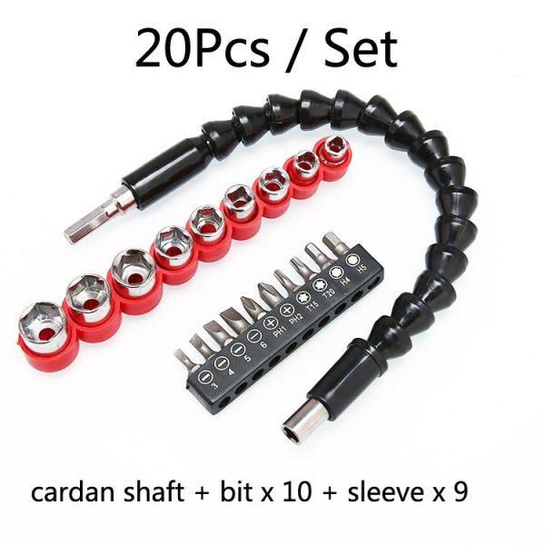 Electric Drill Universal Coupling Sleeve Bit Set Multifunctional Flexible Shaft Electric Drill Accessory Set, Style: 20 PCS / Set - Image 2