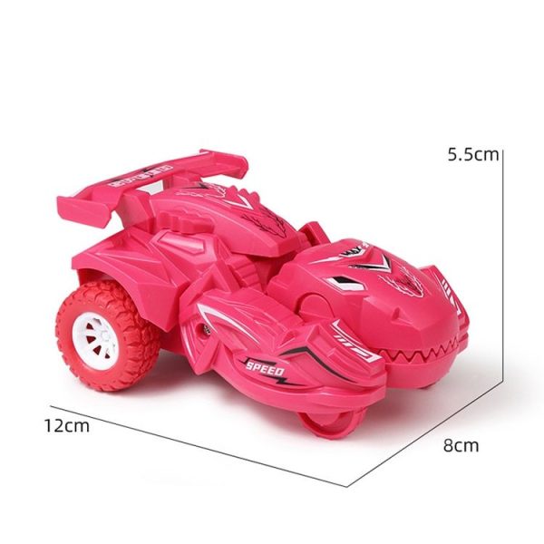 2 PCS Dinosaur Deformation Car Children Inertial Sliding Car Model Toy (Rose Red) - Image 3