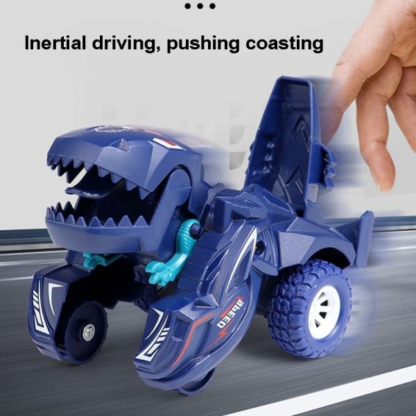 2 PCS Dinosaur Deformation Car Children Inertial Sliding Car Model Toy (Rose Red) - Image 5
