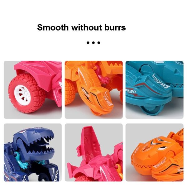 2 PCS Dinosaur Deformation Car Children Inertial Sliding Car Model Toy (Rose Red) - Image 7