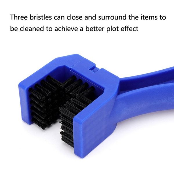 1 Set BG-7168 Bicycle And Motorcycle Cleaning Brush Three-Sided Chain Brush, Colour: Blue + Small Brush - Image 4