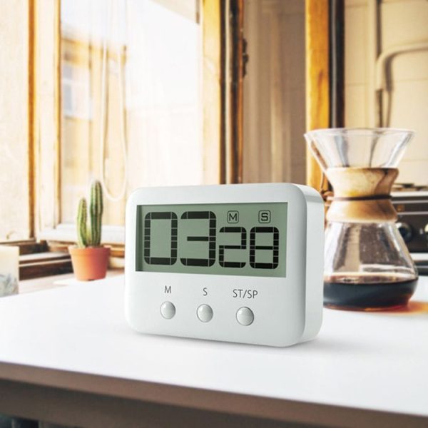 118S LCD Digital Display Countdown Timer Large Screen Kitchen Timer (White) - Image 2