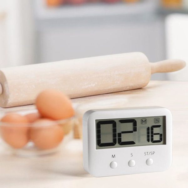 118S LCD Digital Display Countdown Timer Large Screen Kitchen Timer (White) - Image 4